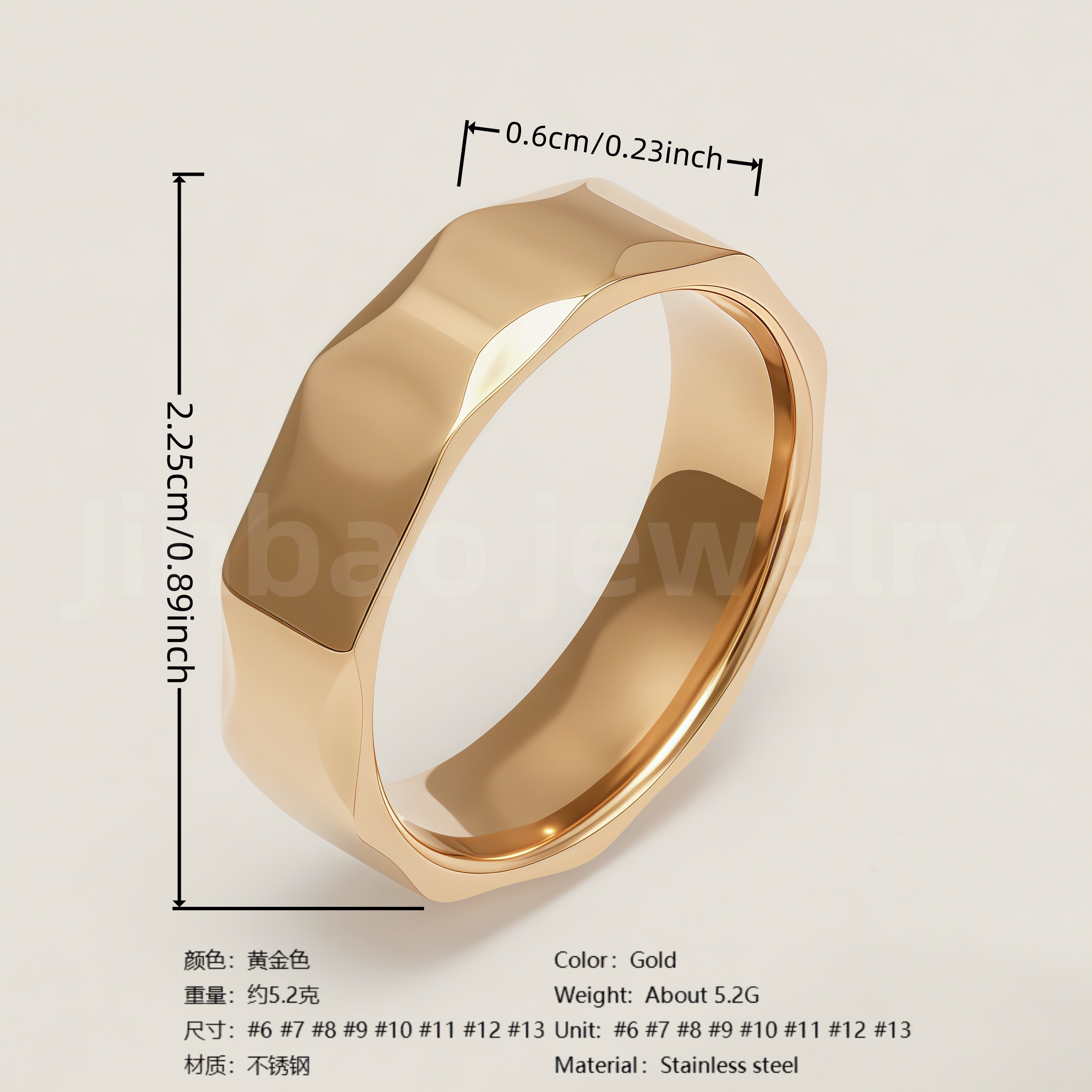 24K Gold PVD Stainless Steel Titanium Vintage Punk Style Men's Ring-JinBaoJewerly