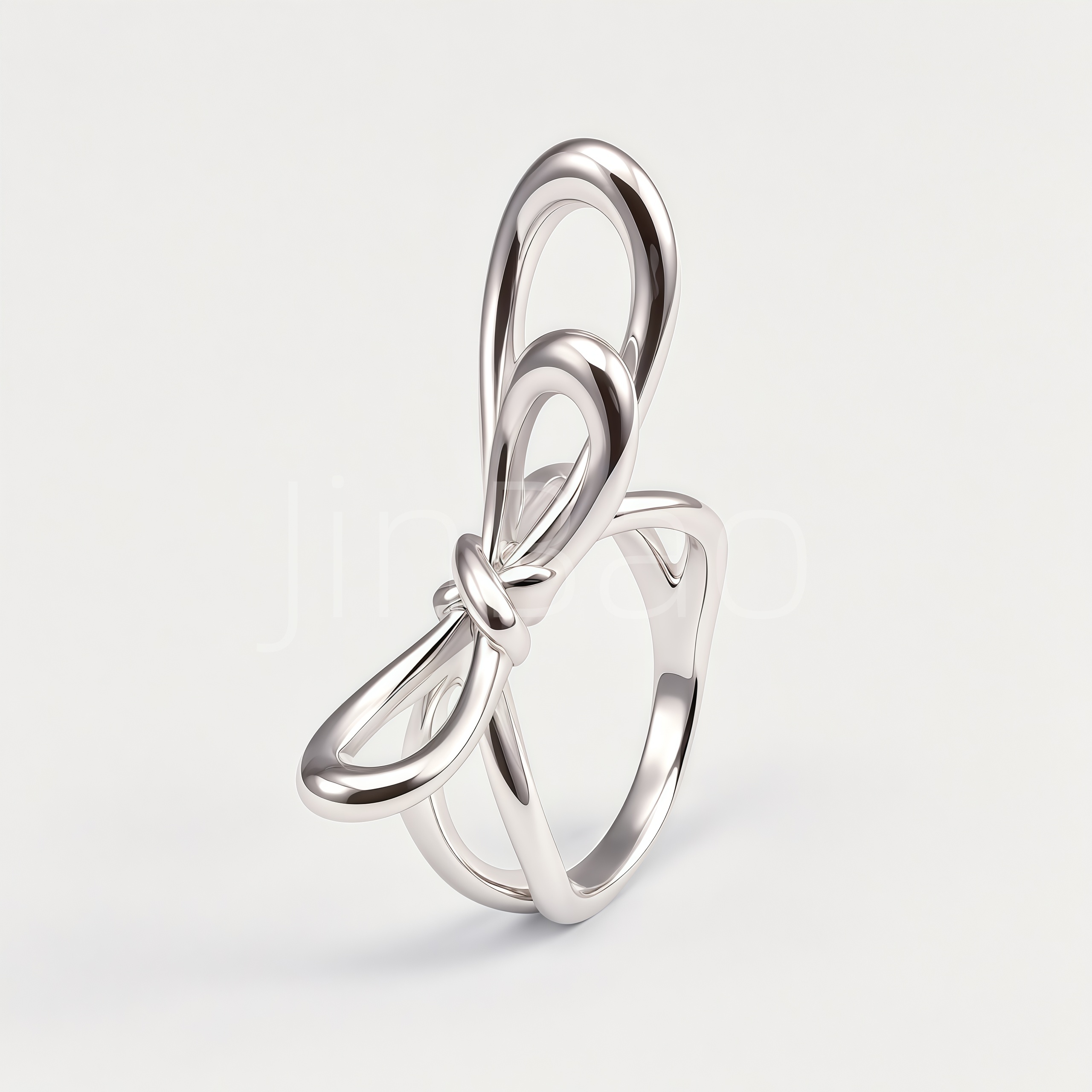 Elegant Solid Tube Bow Gold & Silver Hollow Finger Ring for Women | E00501