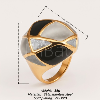 Mosaic Geometric Swirl Enamel Dome Women's Ring | E00544
