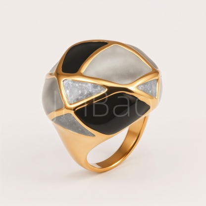 Mosaic Geometric Swirl Enamel Dome Women's Ring | E00544