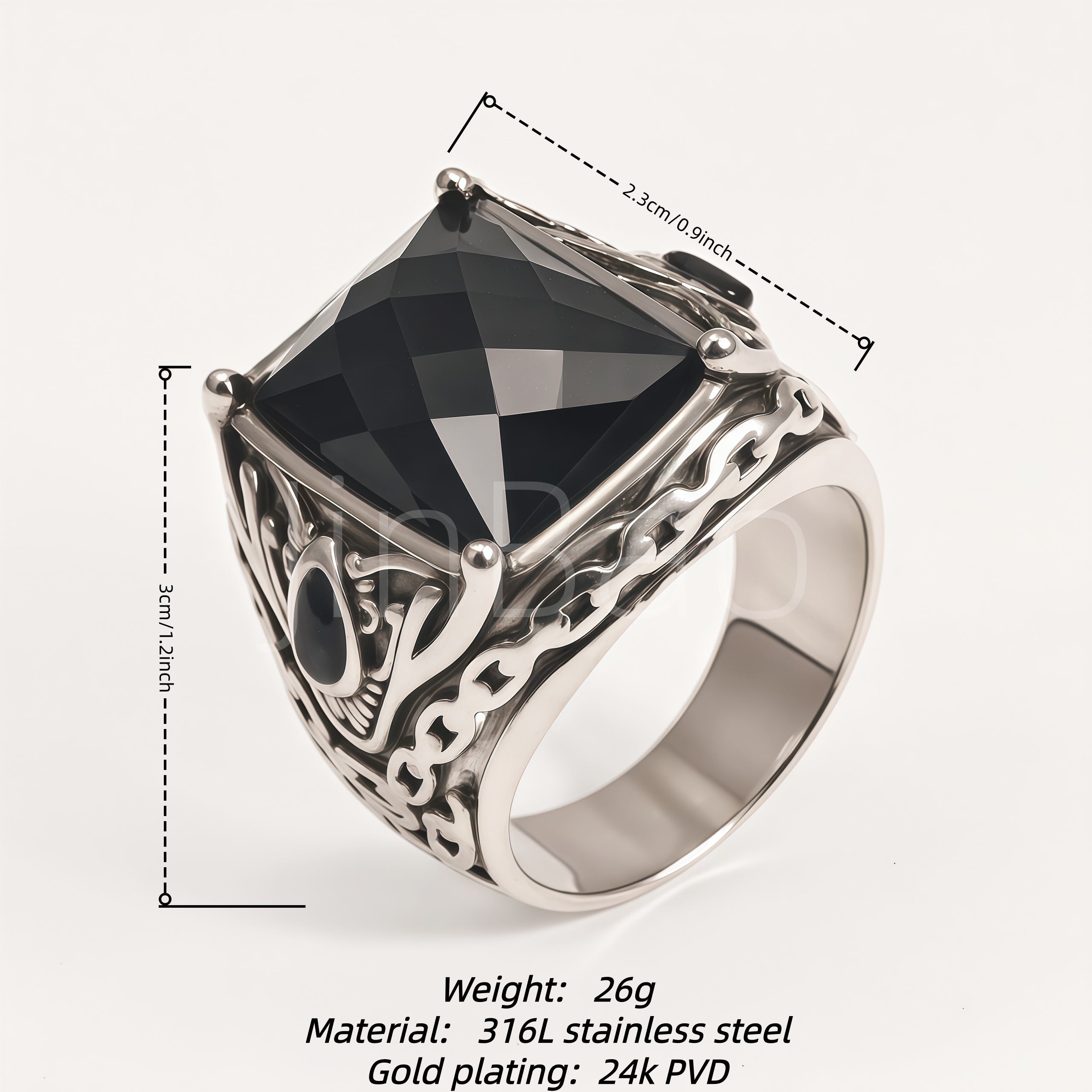 Gothic Vintage Chain Engraved Men Ring | B206G