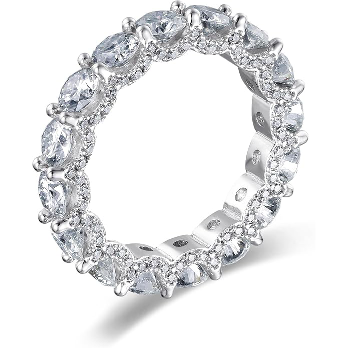 Oval Cubic Zirconia Love Ring | 5mm Stackable Rings for Women-JinBaoJewerly