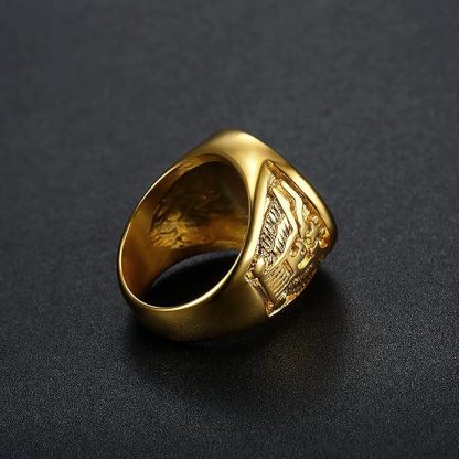 24-K Gold-Plated Retro Boat Anchor Design Signet Men's Stainless Steel Waterproof Ring丨DZ1168G-JinBaoJewerly