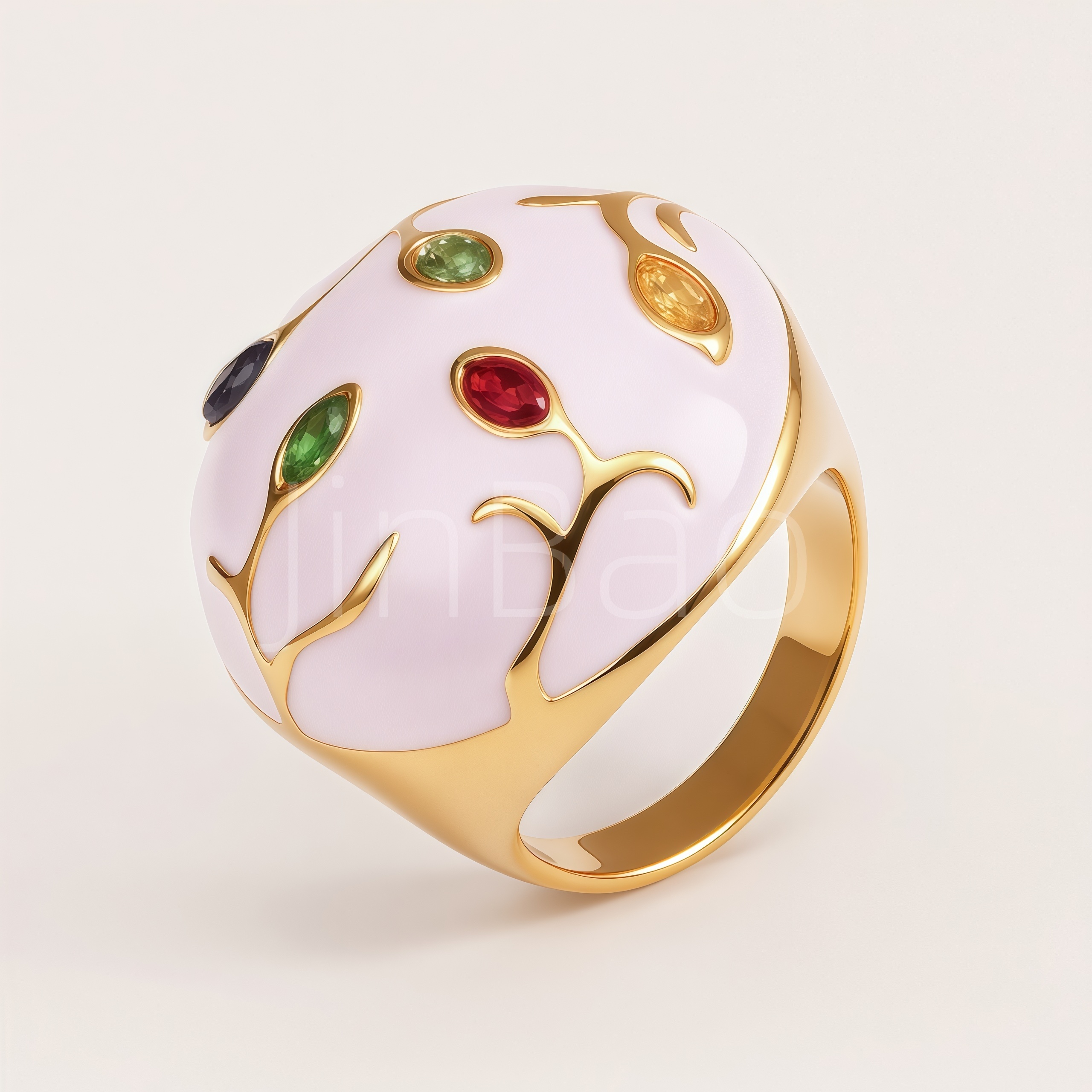 Vibrant Enamel Vine Multicolor Crystal Stainless Steel Women Ring