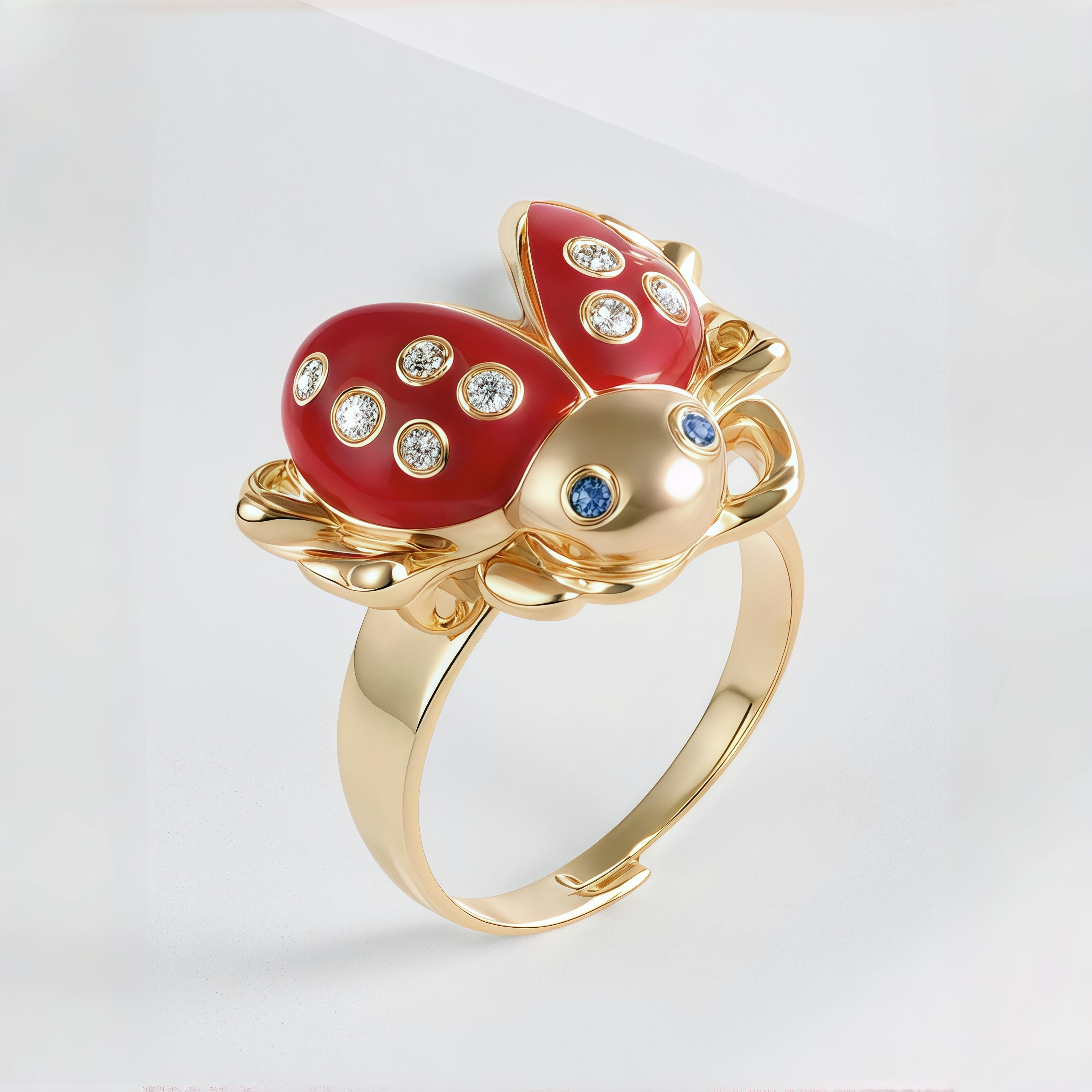 Cute lucky diamond-encrusted ladybug stainless steel Waterproof Waterproof Ring丨K007541J-JinBaoJewerly