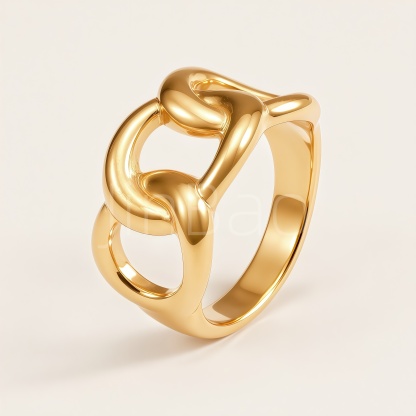 Thick Interlocking Chain Knot Hollow Ring for Women | E00464
