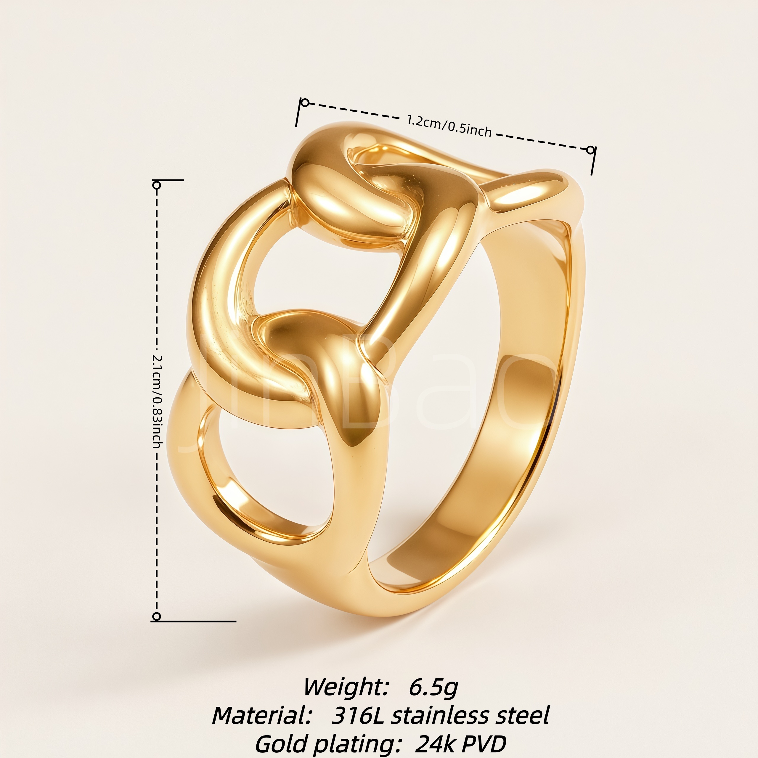 Thick Interlocking Chain Knot Hollow Ring for Women | E00464