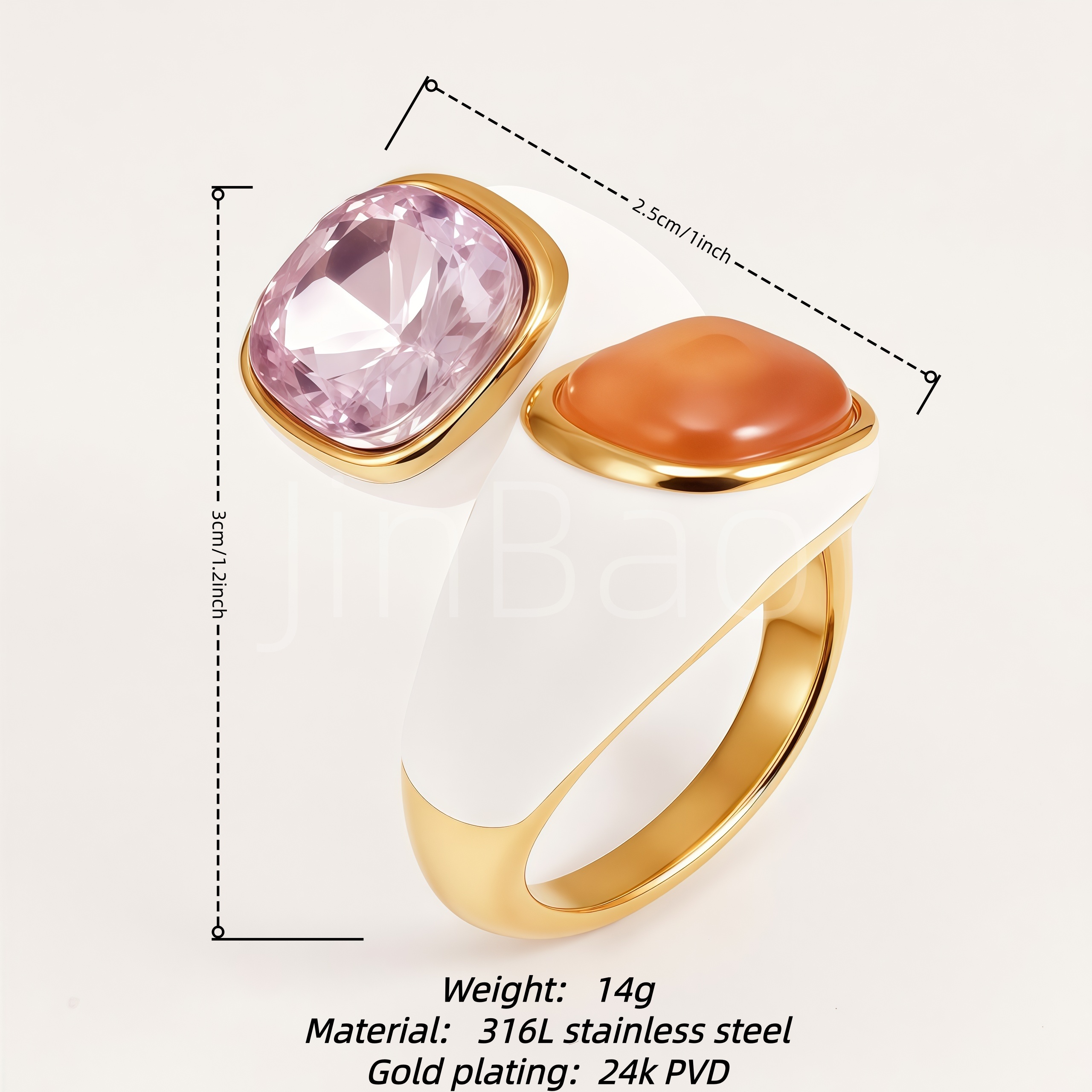 Square-Cut Colorful Gem Women Statement Ring | E00579