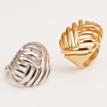 Architectural Cage Woven Curved Women Ring | E00577