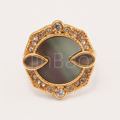 Vintage Ornate Mother‑of‑Pearl & CZ Women Ring | B0092J