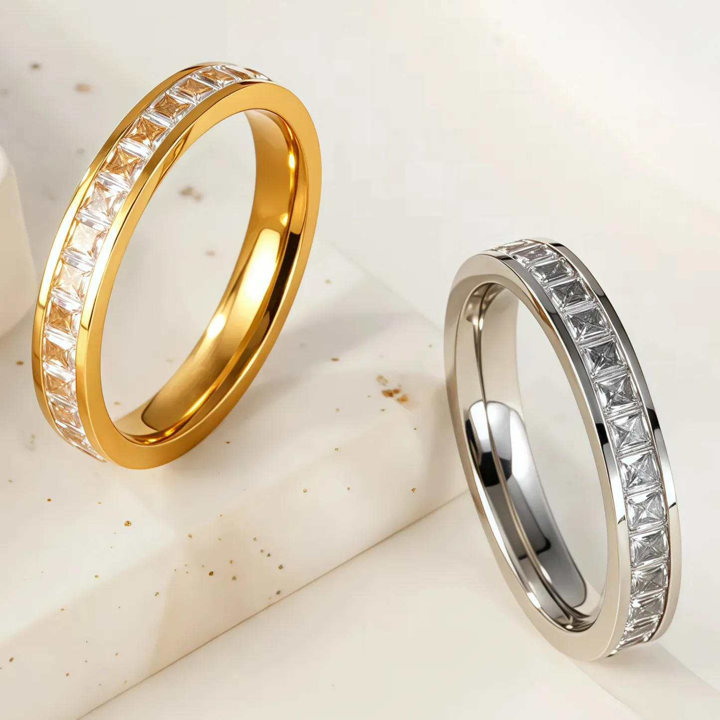 Stylish Full-Circle Diamond-Inlaid Stainless Steel Women's Ring丨4MMG-LVFS-JinBaoJewerly