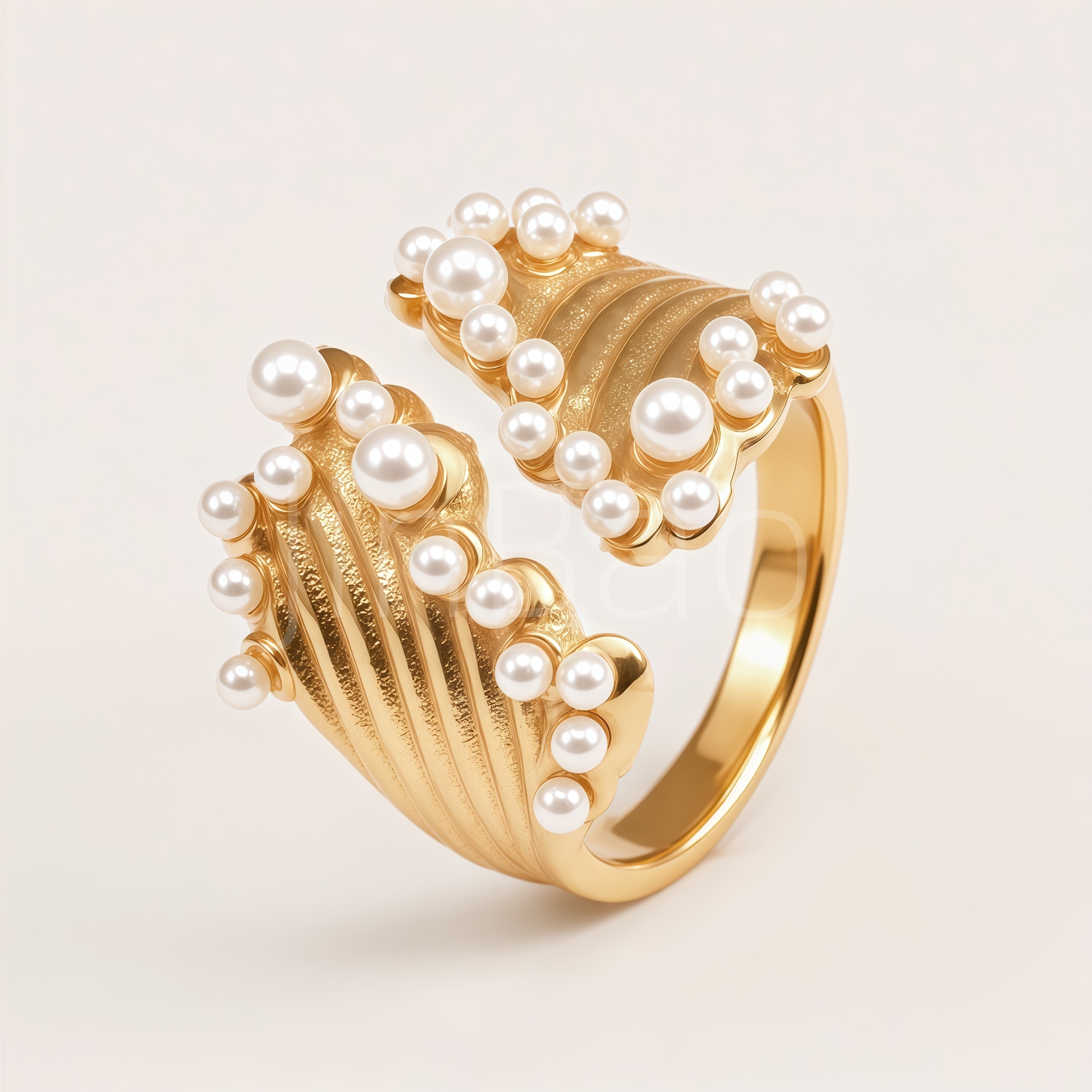 Vertical Textured Imitation Pearl Women's Ring | E00516