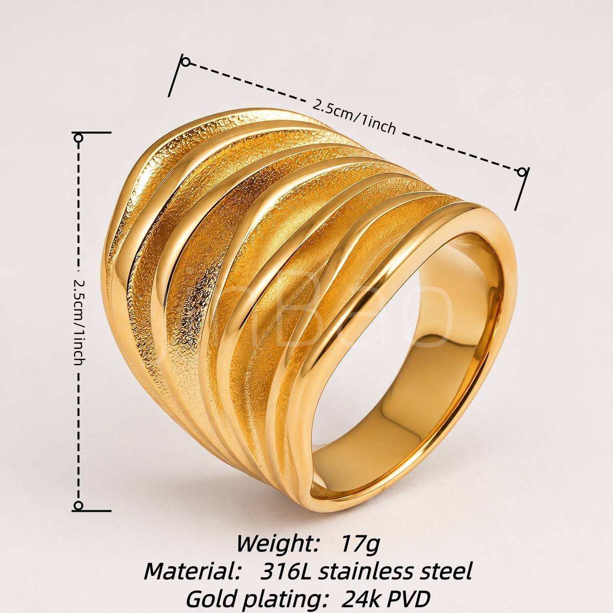 Multi Layer Wavy Wide Band Ring for Women | E00643