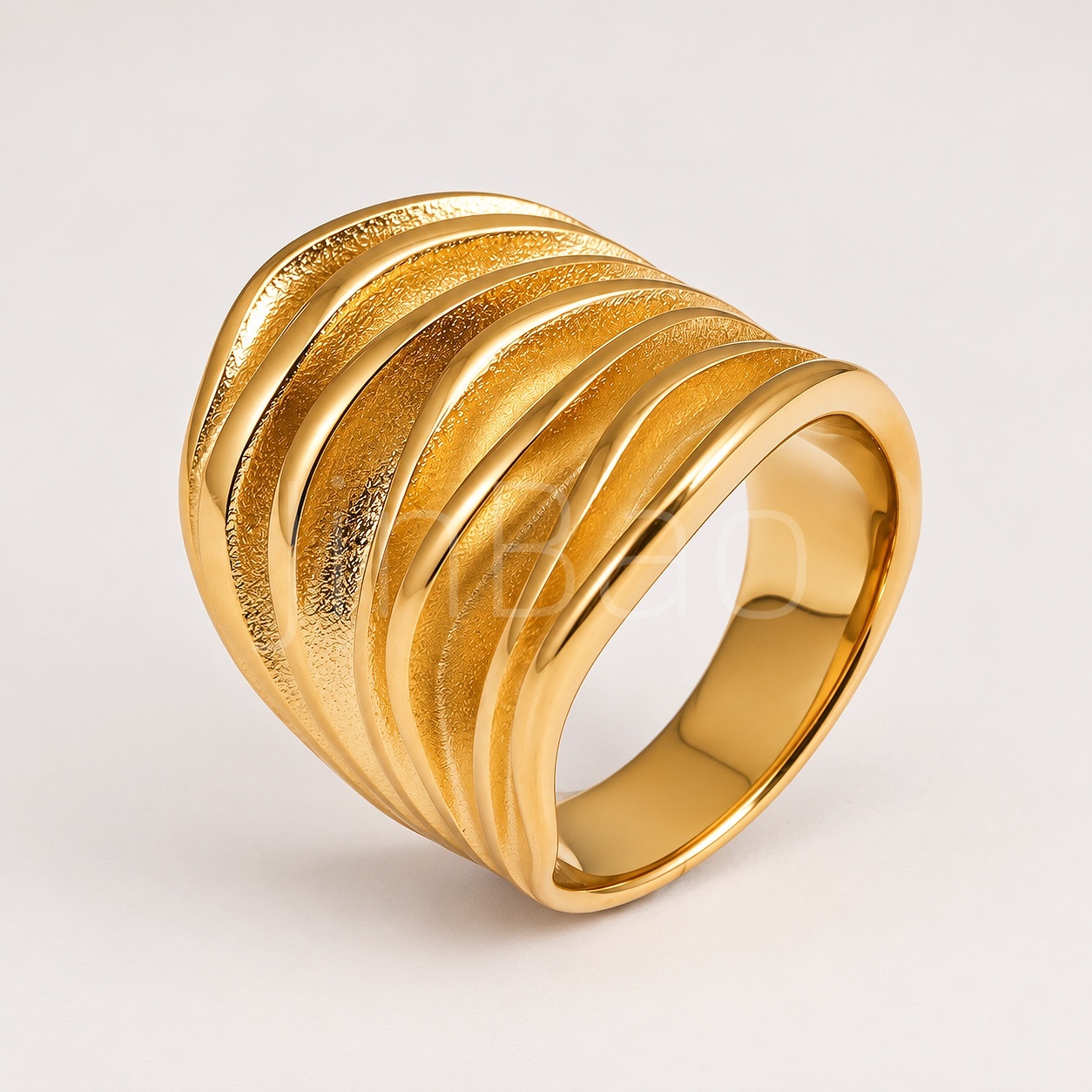 Multi Layer Wavy Wide Band Ring for Women | E00643