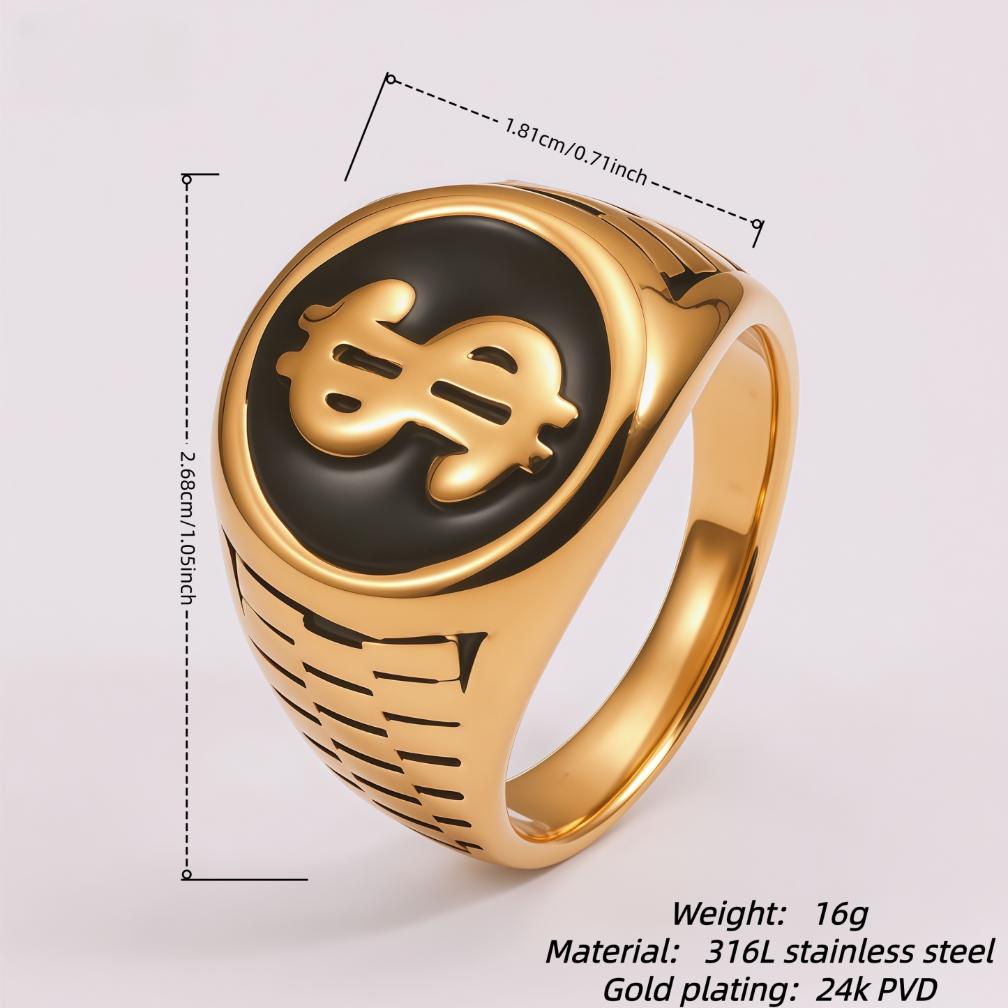 Men's Dollar Sign - Hip Hop Street Retro Ring | G002465