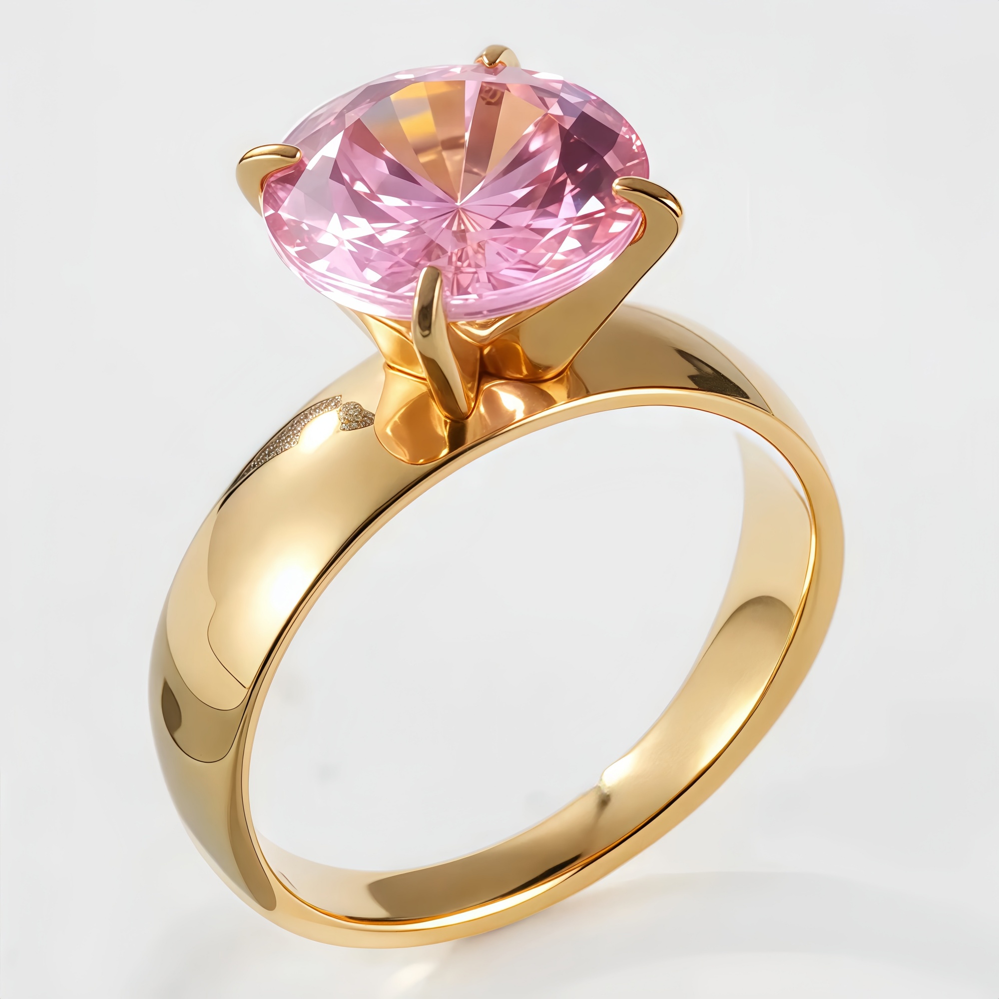 Stainless steel women's ring with large pink gemstone丨ST82-JinBaoJewerly