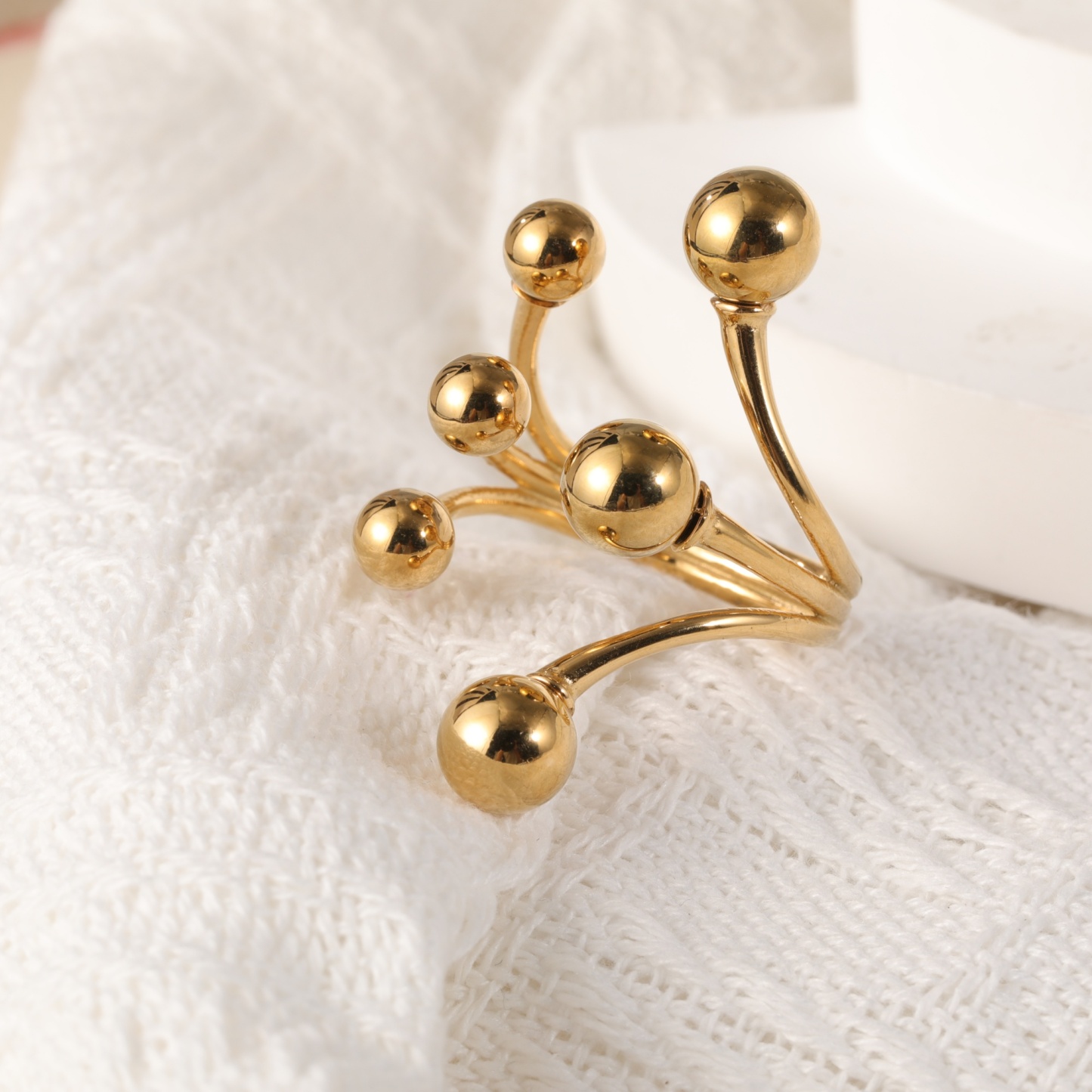 Modern Stainless Steel Cluster Ring with Multiple Spheres Women Ring | G002239-JinBaoJewerly