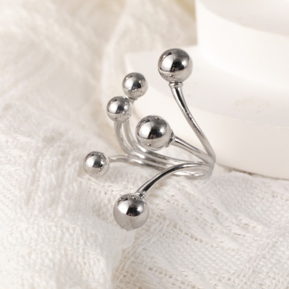 Modern Stainless Steel Cluster Ring with Multiple Spheres Women Ring | G002239-JinBaoJewerly