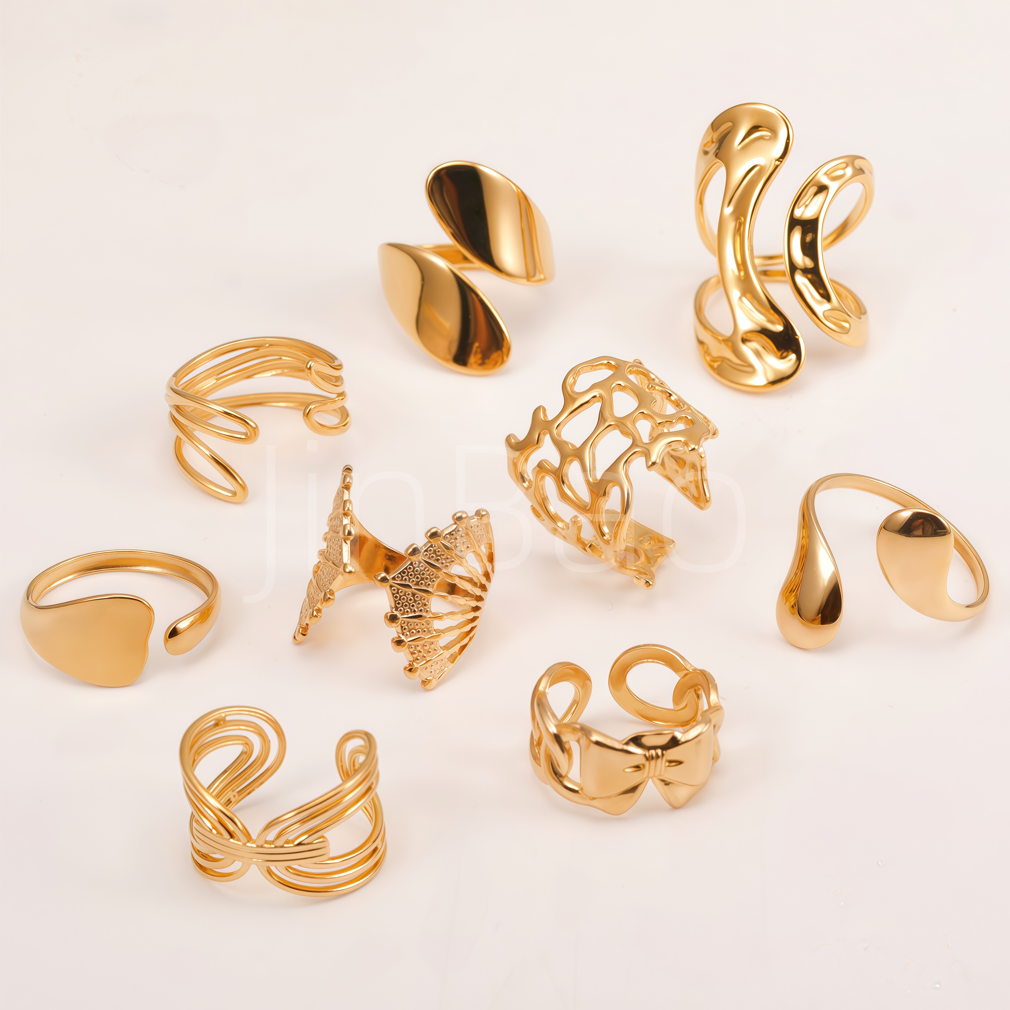 Assorted Abstract Organic Fluid Women Ring Set
