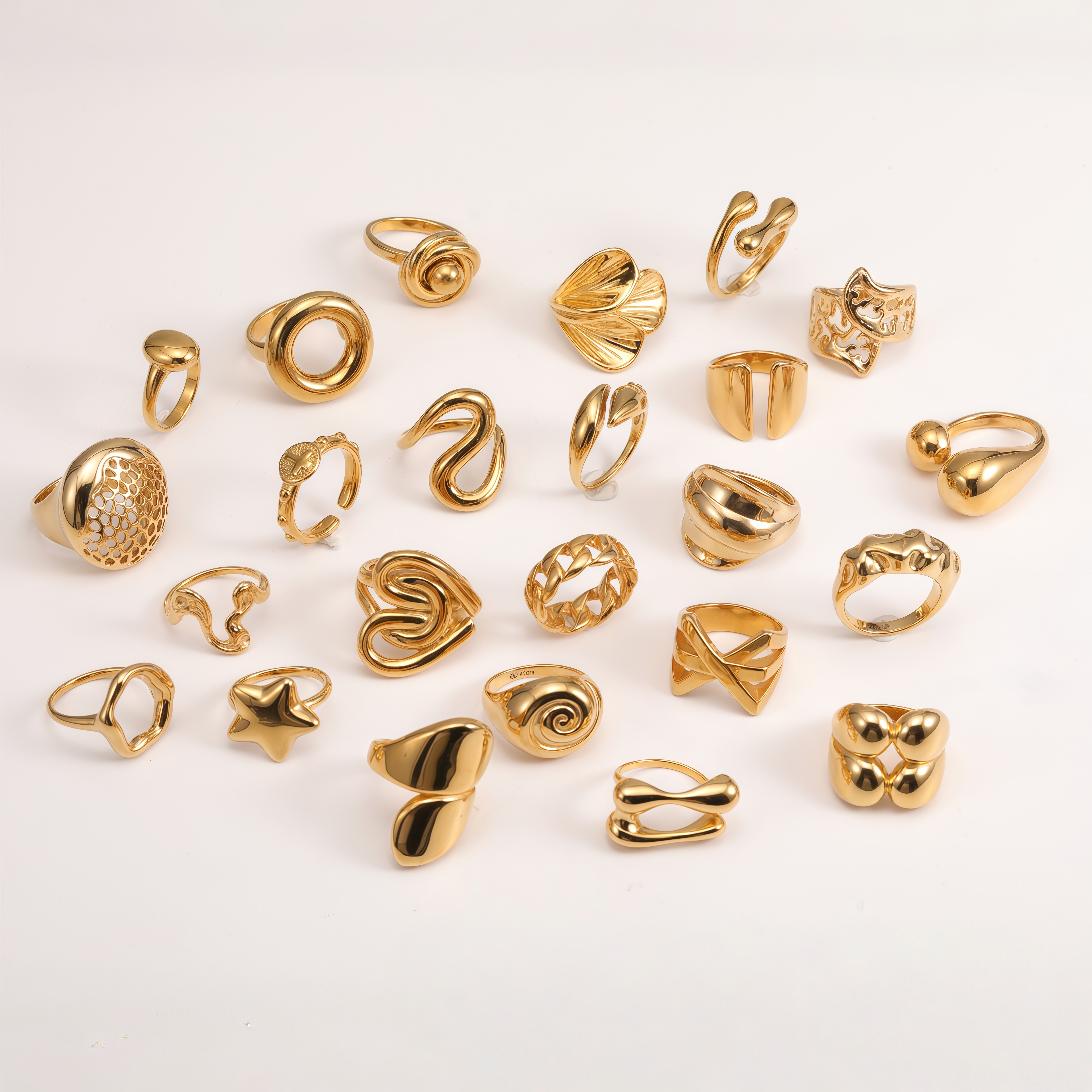 24x Gold-Plated Women's Stainless Steel Ring