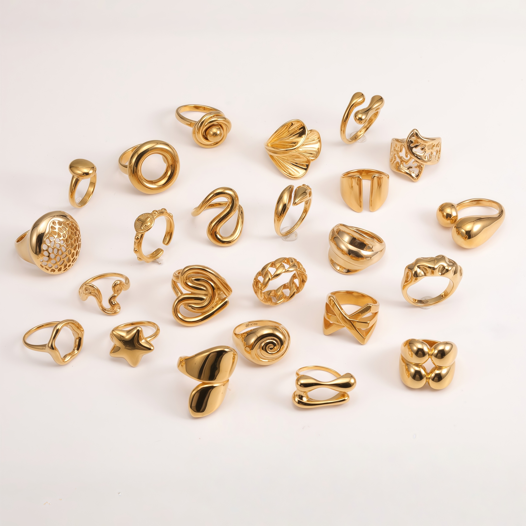 24x Gold-Plated Women's Stainless Steel Ring