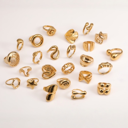 24x Gold-Plated Women's Stainless Steel Ring