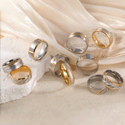 Exquisite Stainless Steel Couple Ring  | Stylish Men's & Women's Wedding Bands-JinBaoJewerly