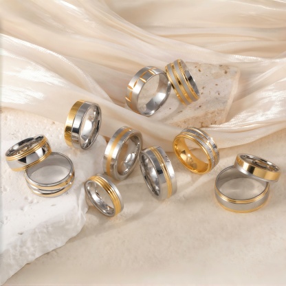 Premium Stainless Steel Couple Ring  | Classic Metal Wedding Bands -JinBaoJewerly