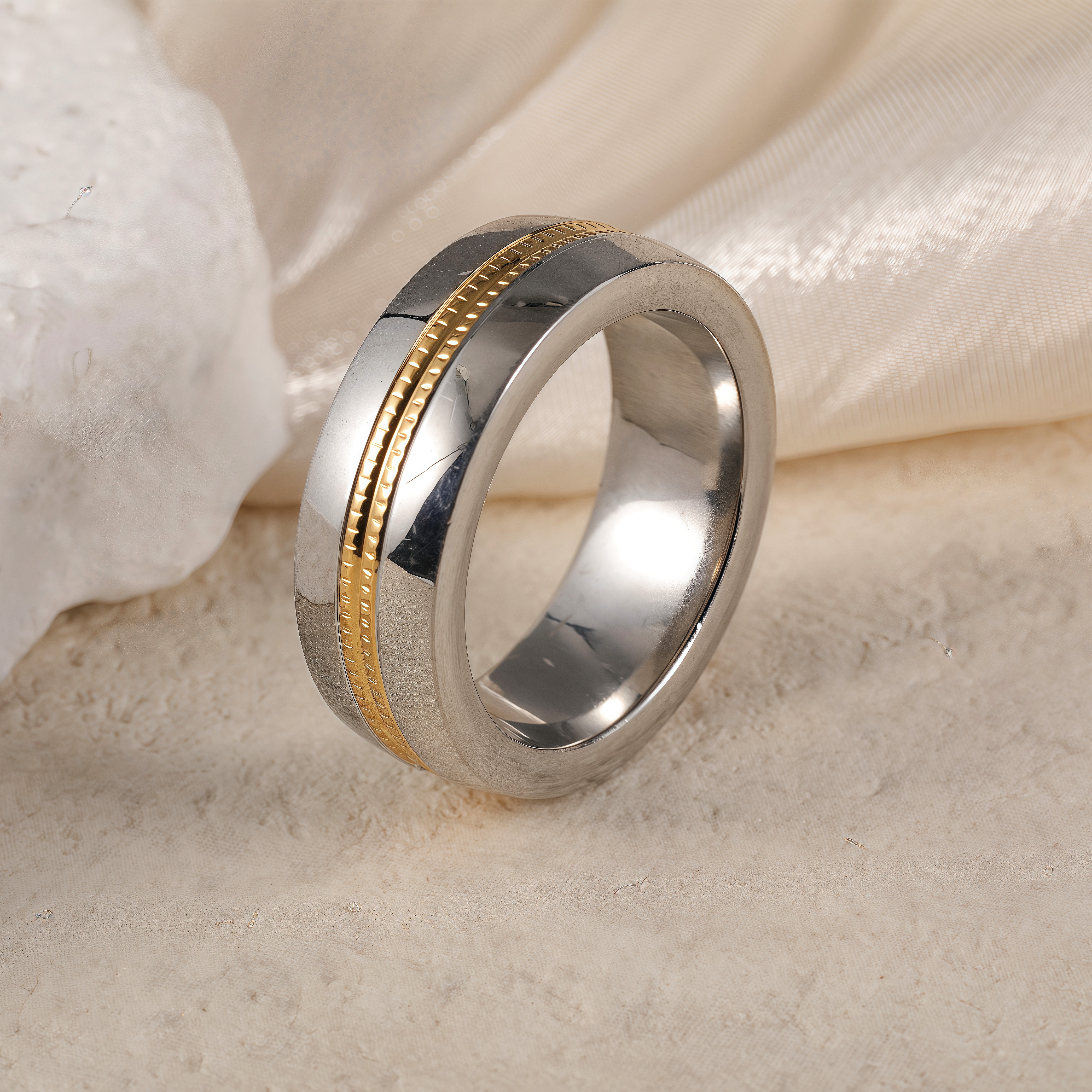 Premium Stainless Steel Couple Ring  | Classic Metal Wedding Bands -JinBaoJewerly