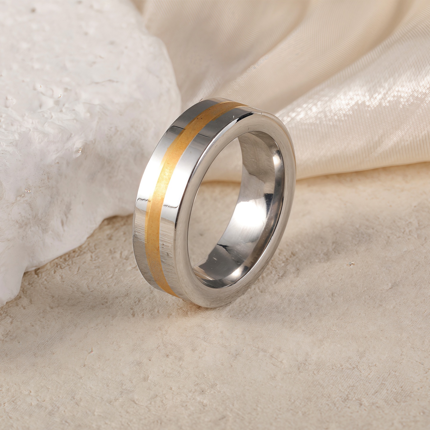 Premium Stainless Steel Couple Ring  | Classic Metal Wedding Bands -JinBaoJewerly