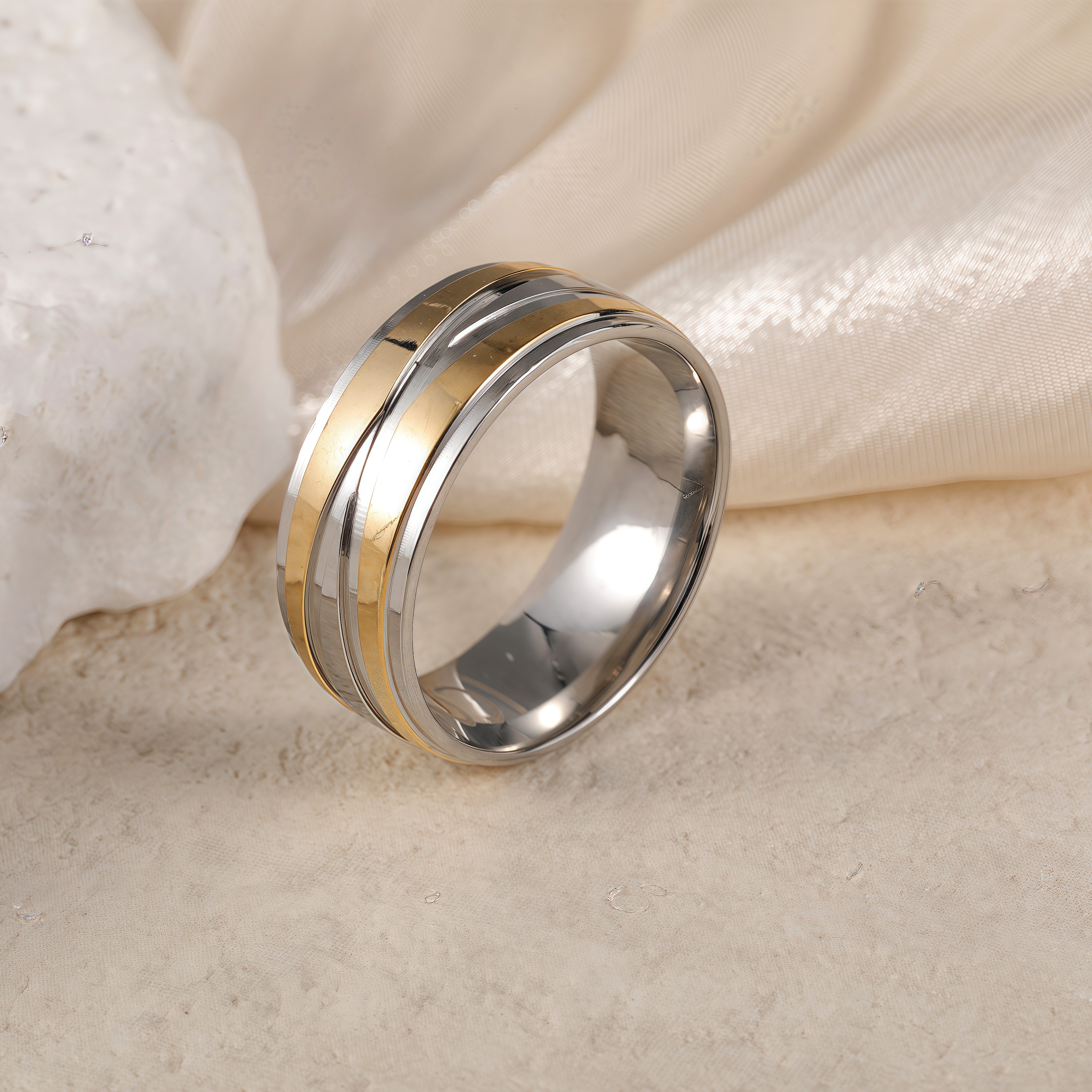 Premium Stainless Steel Couple Ring  | Classic Metal Wedding Bands -JinBaoJewerly