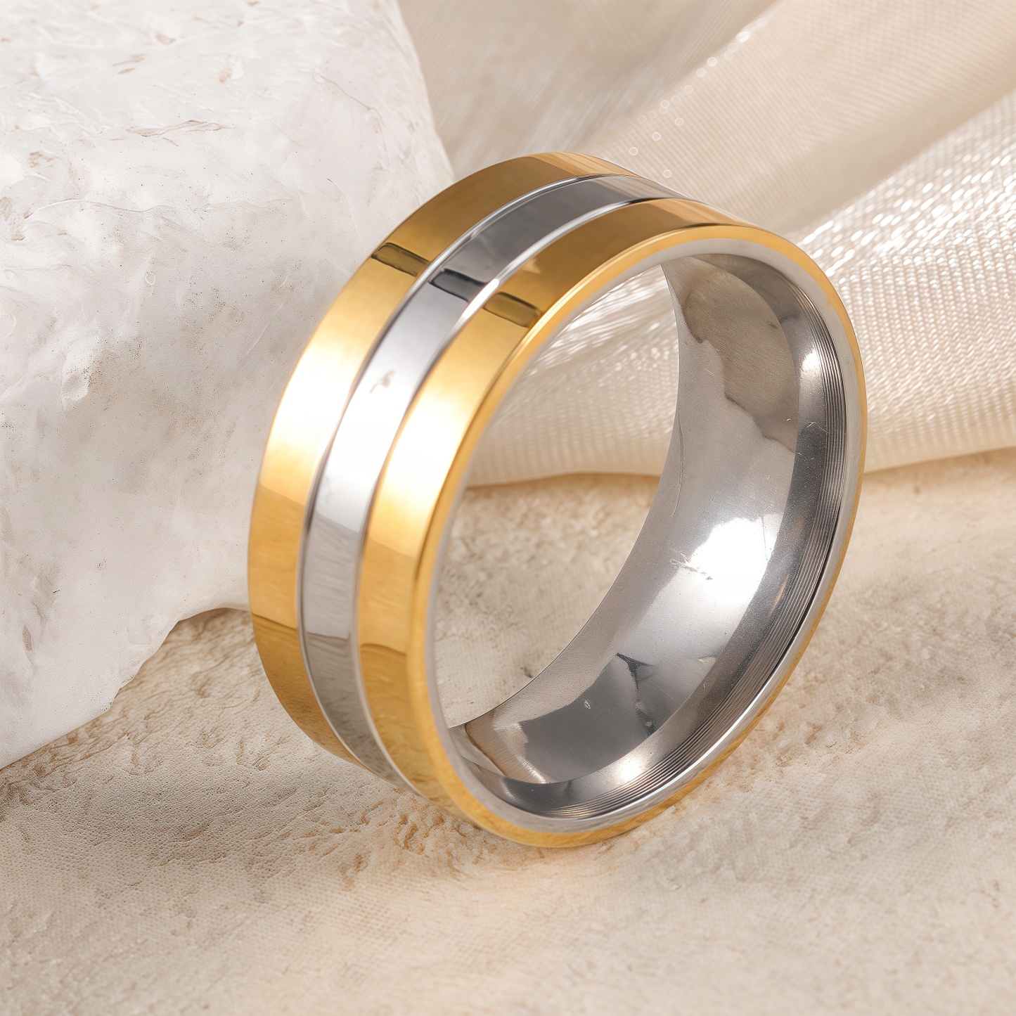 Exquisite Stainless Steel Couple Ring  | Stylish Men's & Women's Wedding Bands-JinBaoJewerly