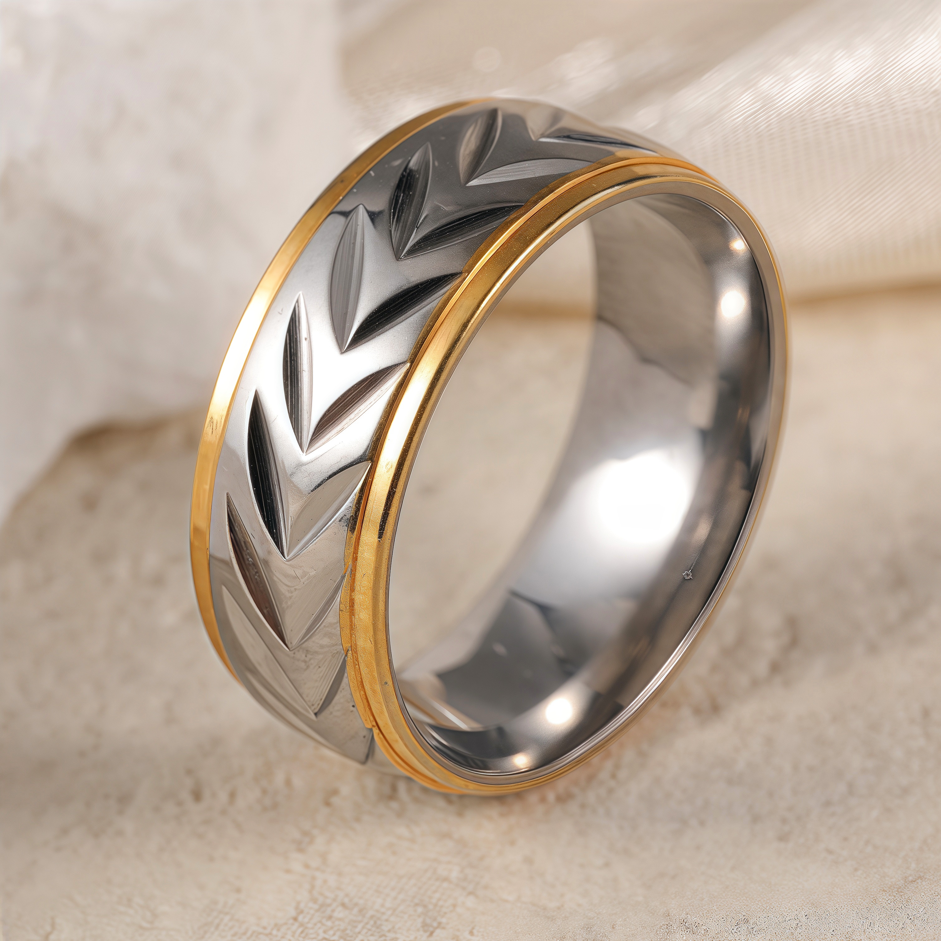 Exquisite Stainless Steel Couple Ring  | Stylish Men's & Women's Wedding Bands-JinBaoJewerly