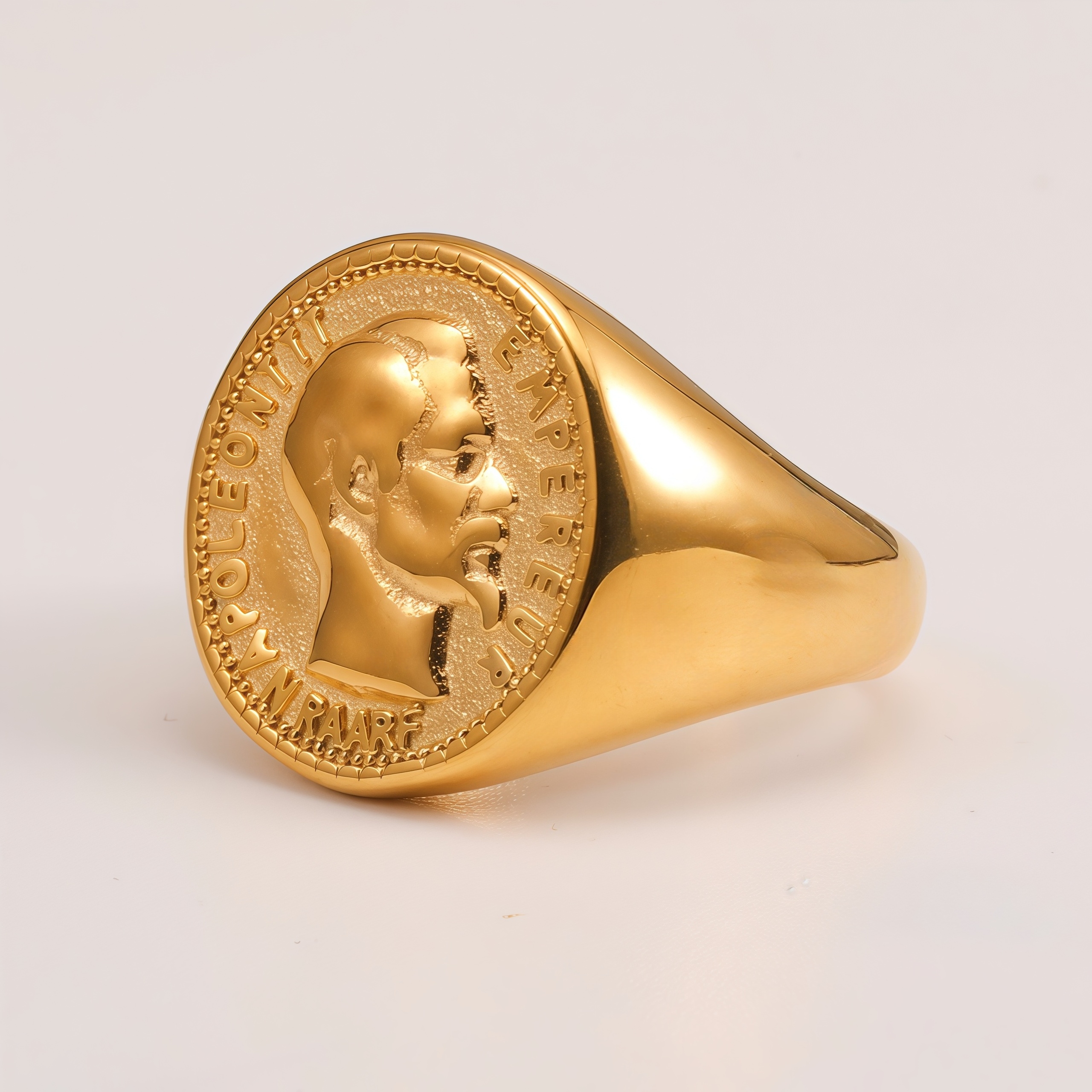 Men's Vintage Napoleon III Emperor Badge Stainless Steel Ring | G005685