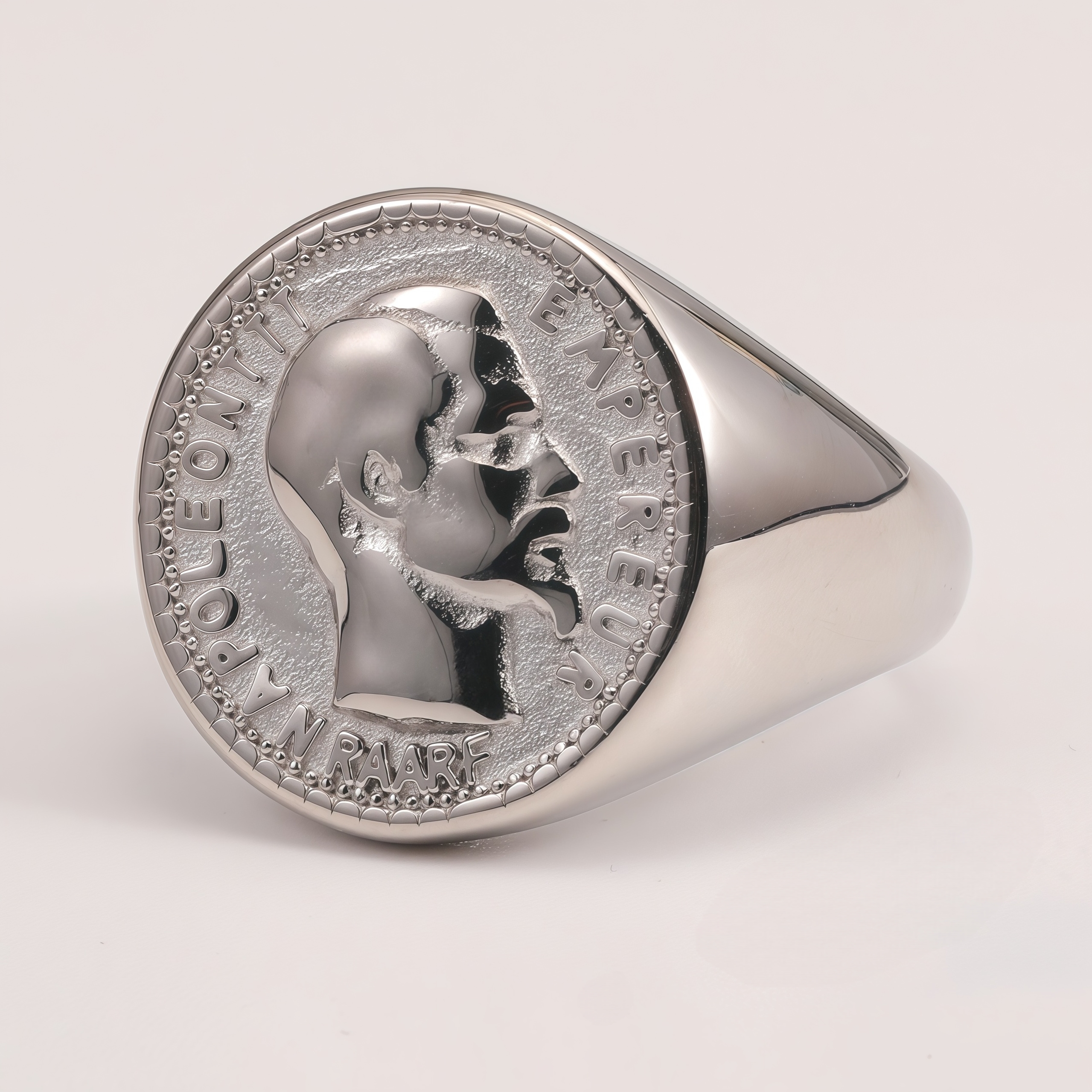 Men's Vintage Napoleon III Emperor Badge Stainless Steel Ring | G005685