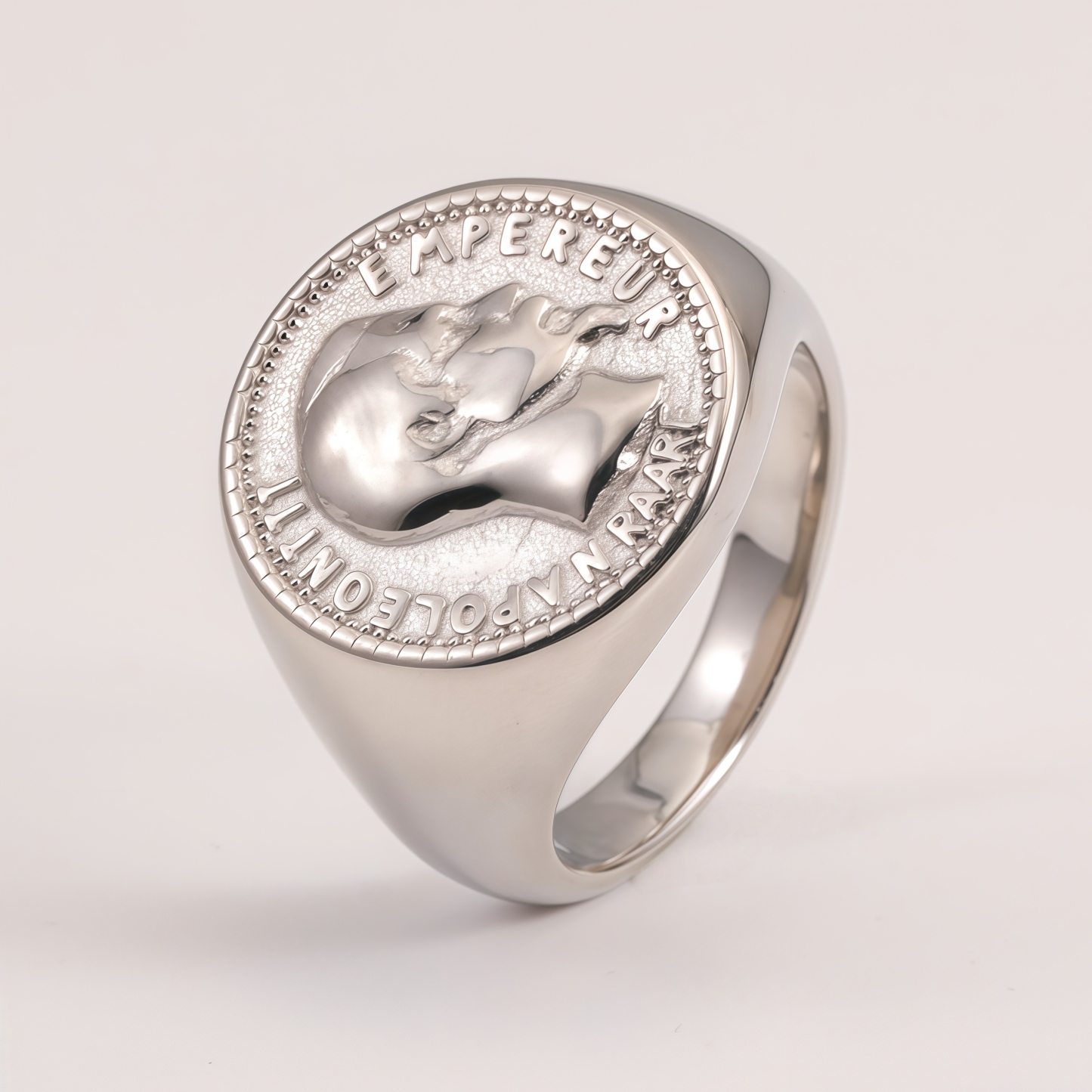 Men's Vintage Napoleon III Emperor Badge Stainless Steel Ring | G005685