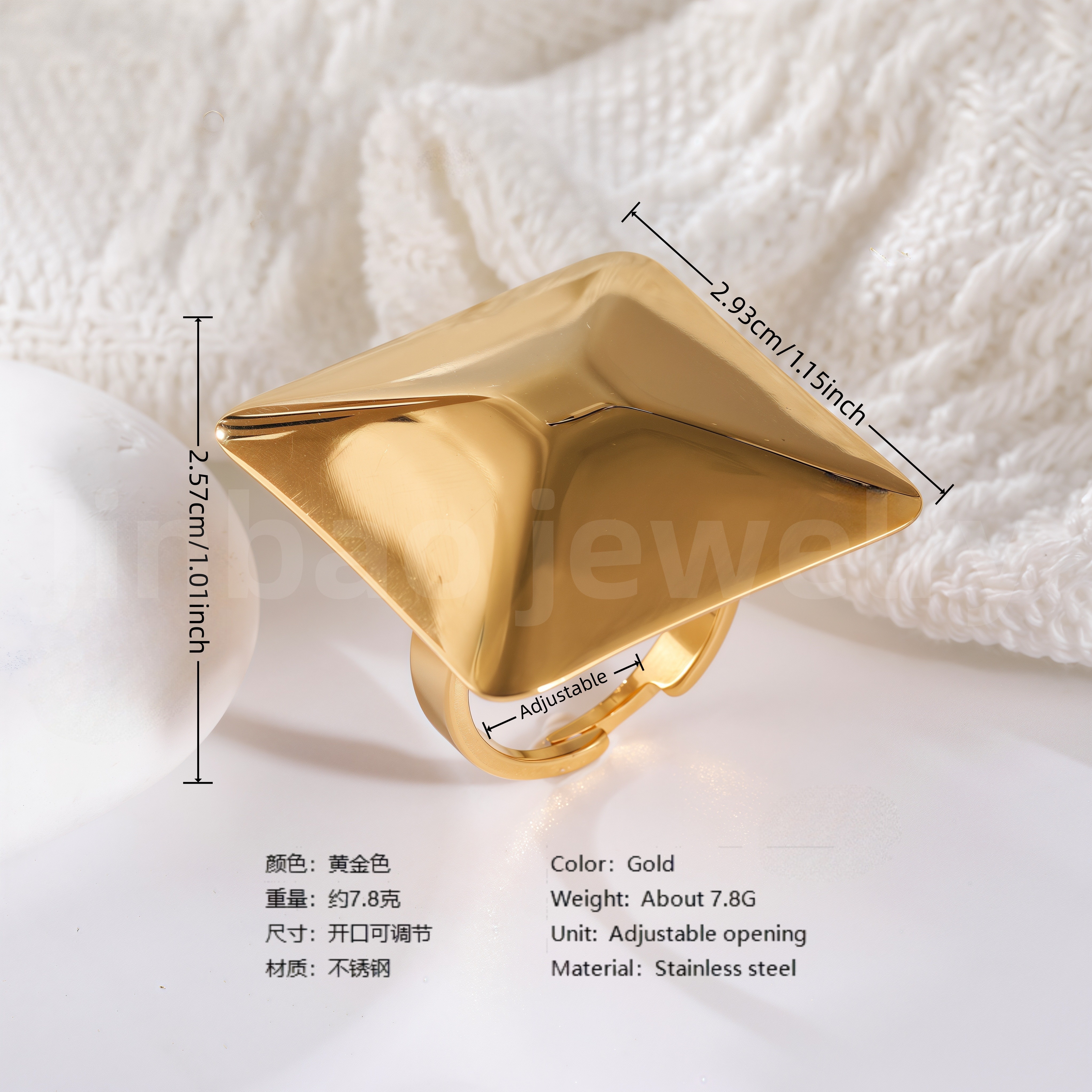 24K Gold PVD Stainless Steel Titanium Fashionable Multi-Color Gem Women's Ring-JinBaoJewerly
