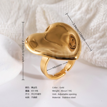 24K Gold-Plating Geometric Pleated Adjustable Design Trendy Women's Waterproof Ring-JinBaoJewerly