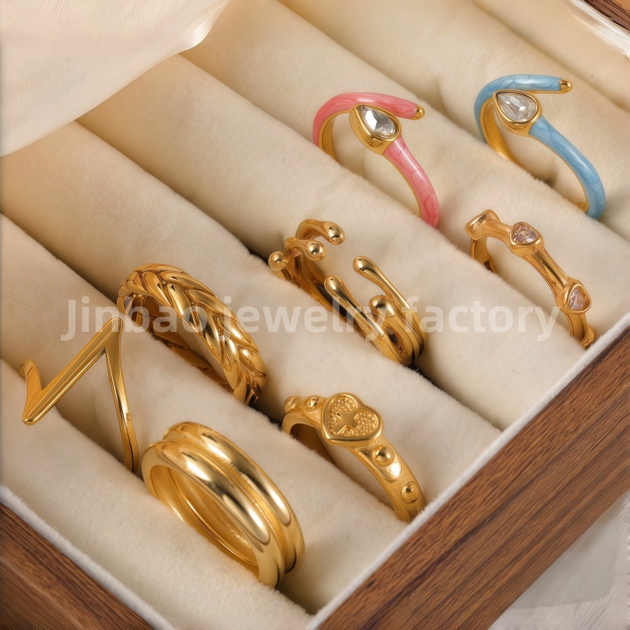 Luxu24K Gold PVD Stainless Steel Titanium Unique Multi-Designs Women's Ring