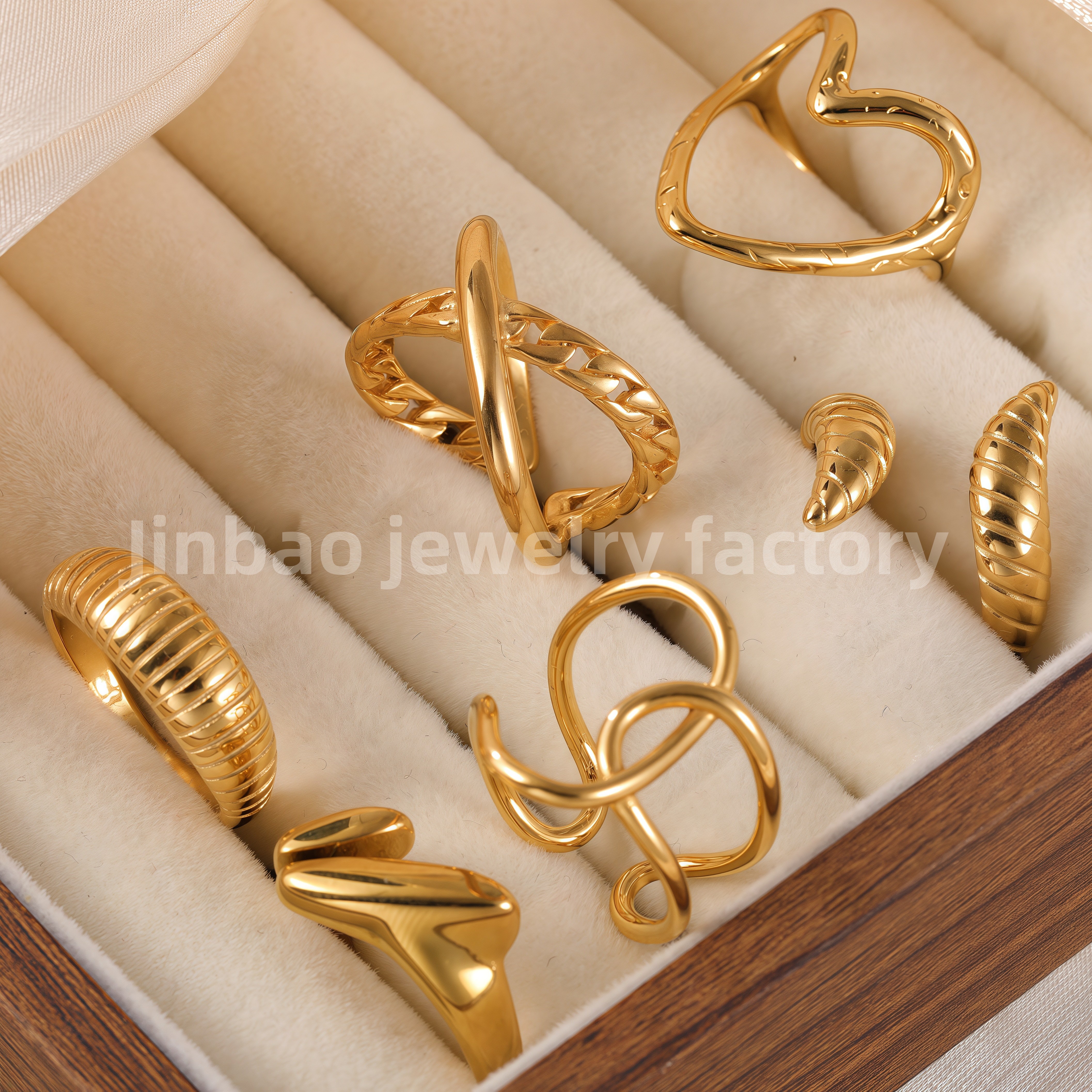 24K Gold PVD Stainless Steel Titanium Minimalist Women's Ring-JinBaoJewerly