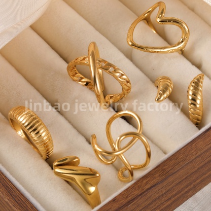 24K Gold PVD Stainless Steel Titanium Minimalist Women's Ring-JinBaoJewerly