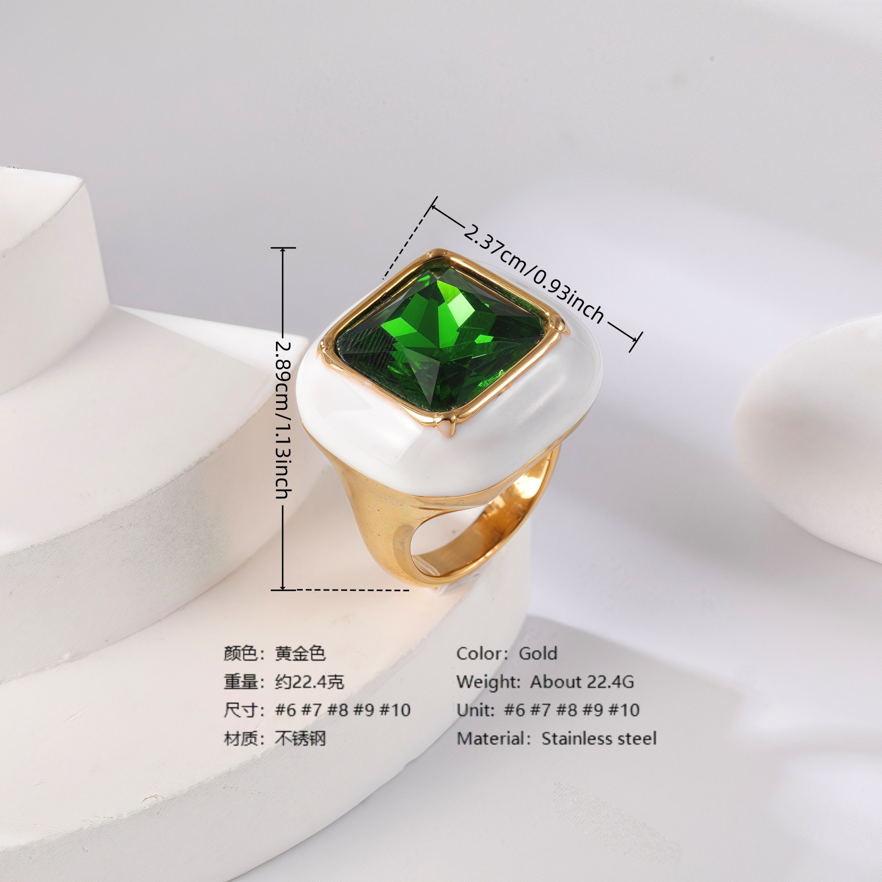 24K Gold PVD Stainless Steel Titanium Flower & Pearl Women's Ring-JinBaoJewerly