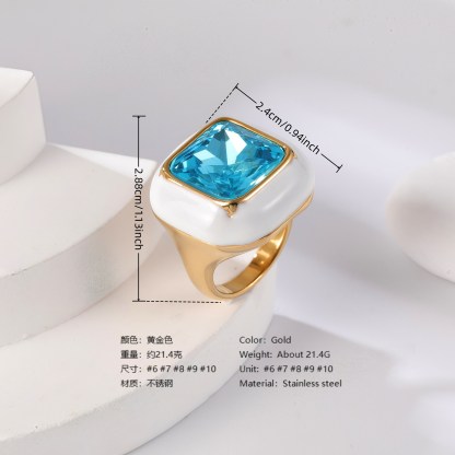 24K Gold PVD Stainless Steel Titanium Flower & Pearl Women's Ring-JinBaoJewerly