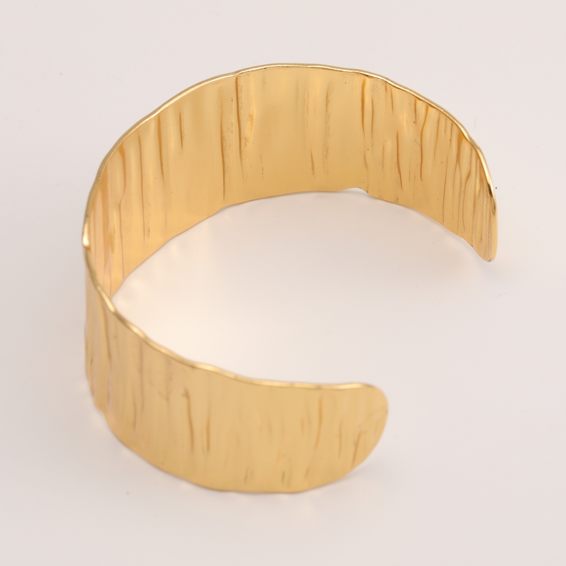 Unique Textured Cuff Bracelet 18K Gold Plated 316L Stainless Steel Waterproof | DZE0835-JinBaoJewerly