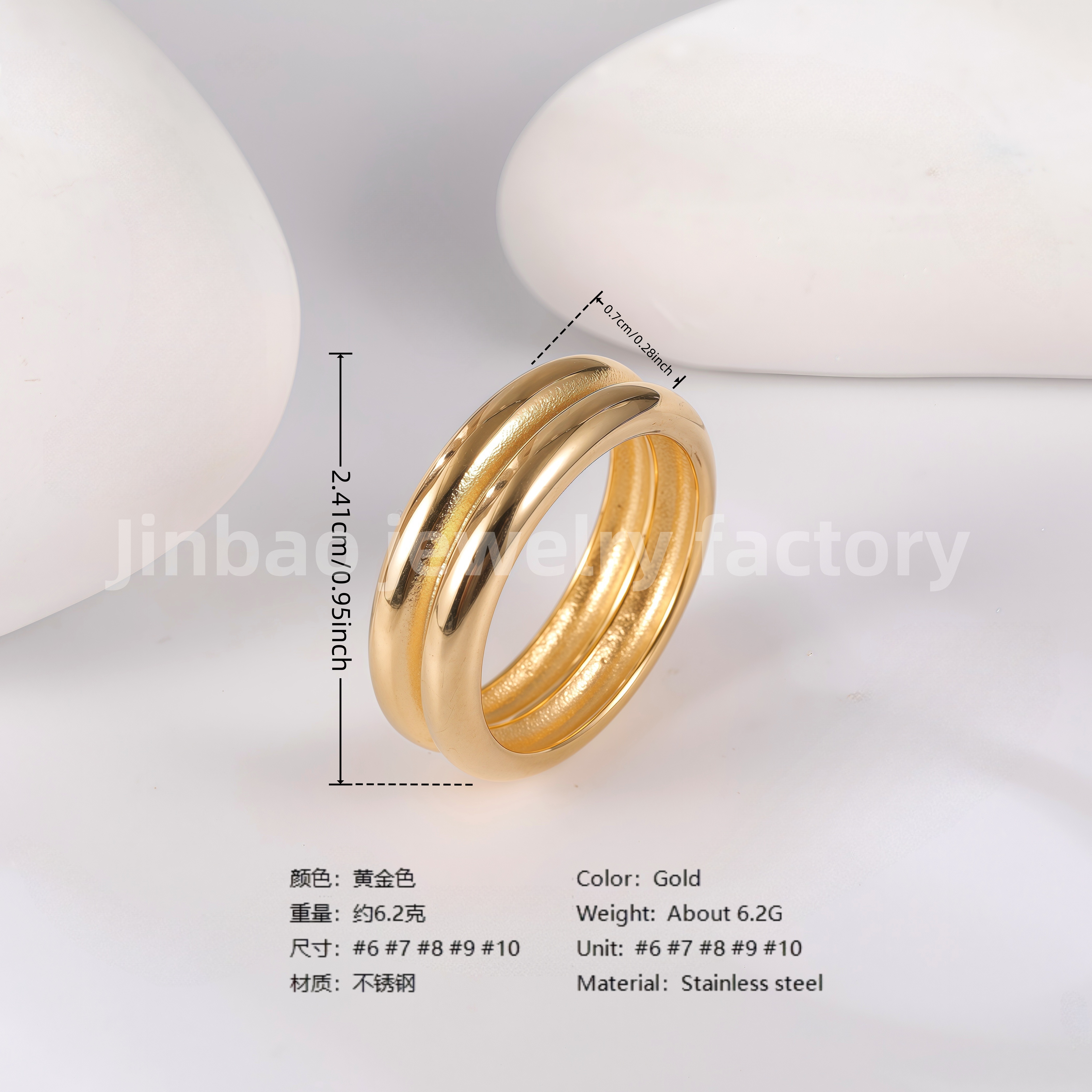 Luxu24K Gold PVD Stainless Steel Titanium Unique Multi-Designs Women's Ring-JinBaoJewerly