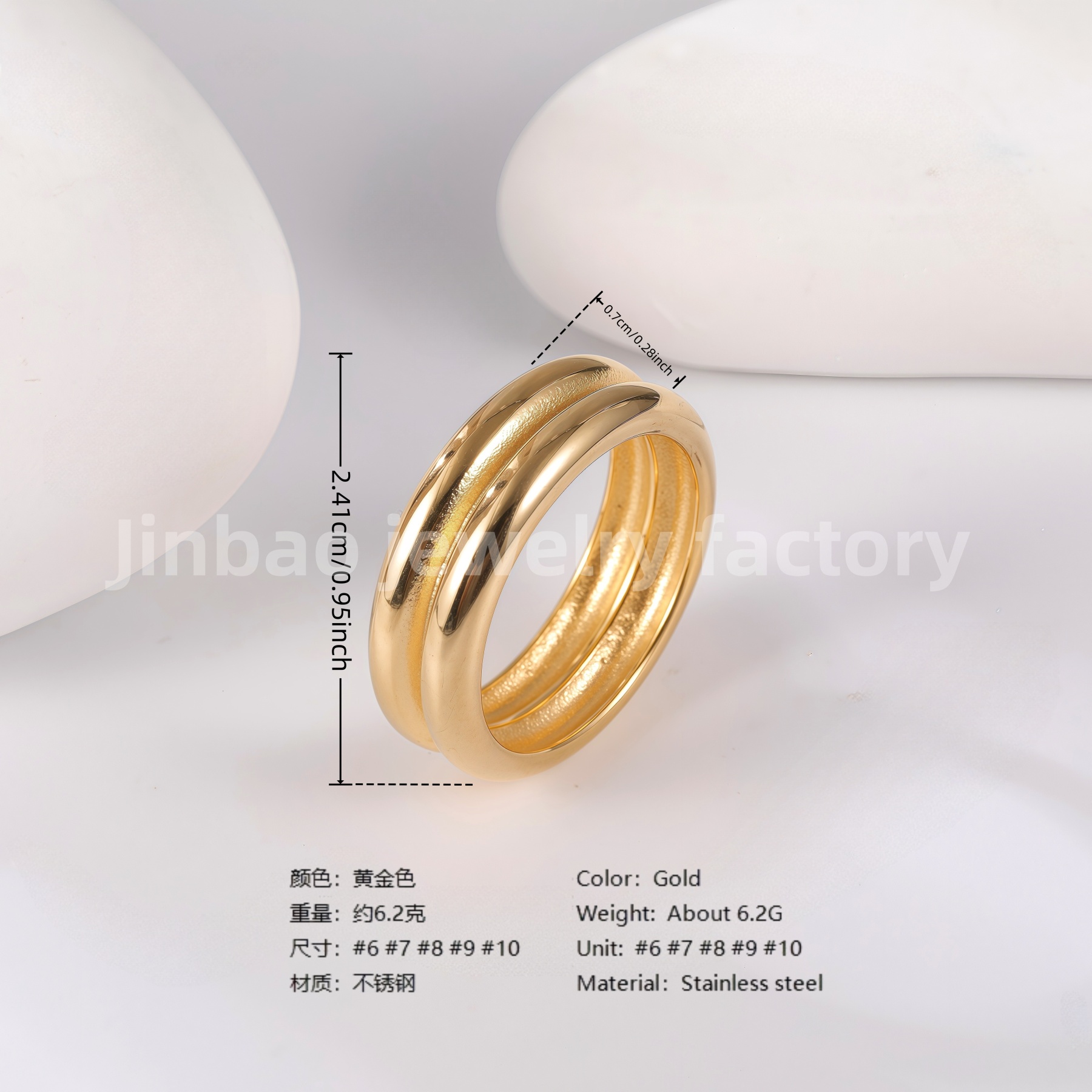 Luxu24K Gold PVD Stainless Steel Titanium Unique Multi-Designs Women's Ring-JinBaoJewerly