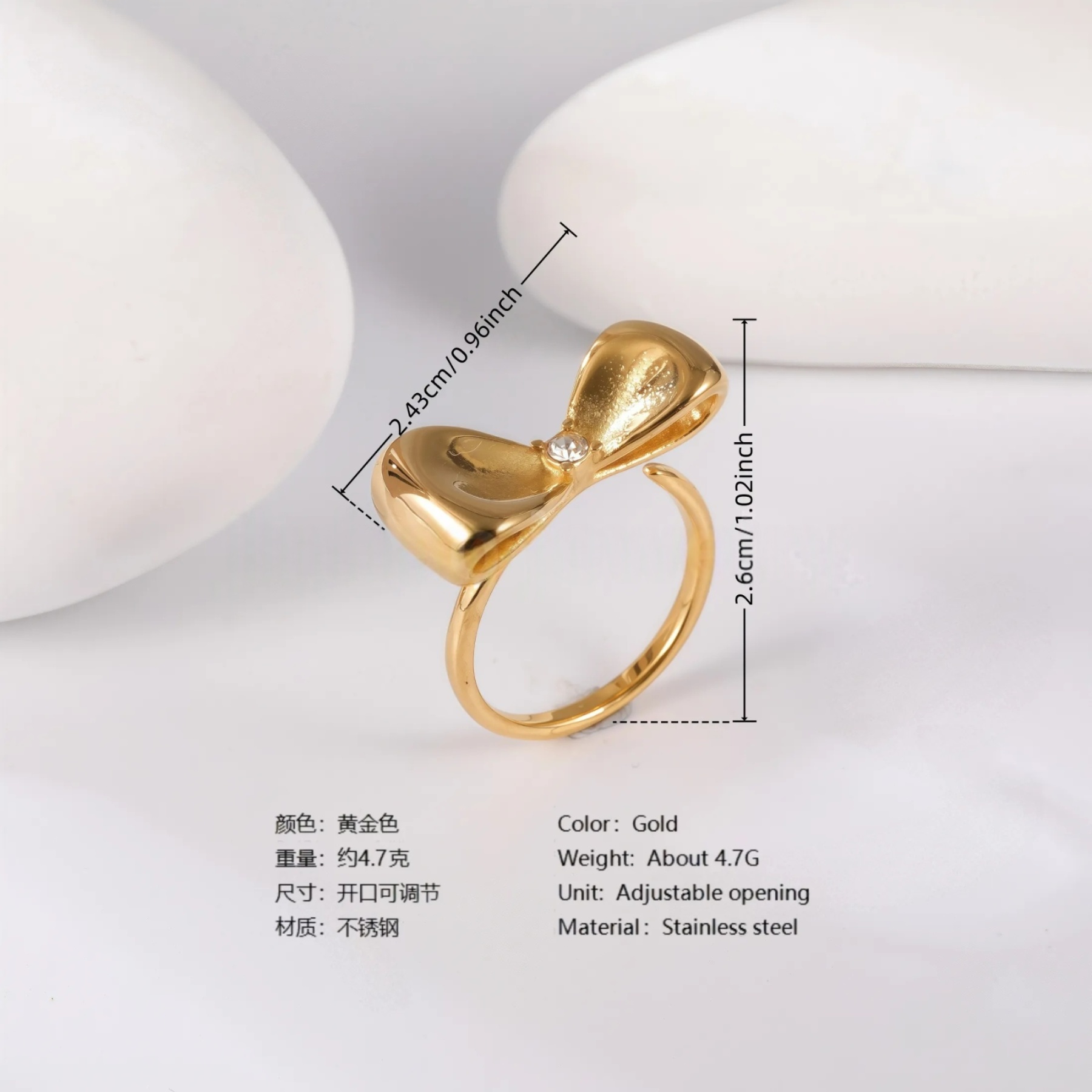 24K Gold PVD Stainless Steel Titanium Unique Collection Women's Ring-JinBaoJewerly