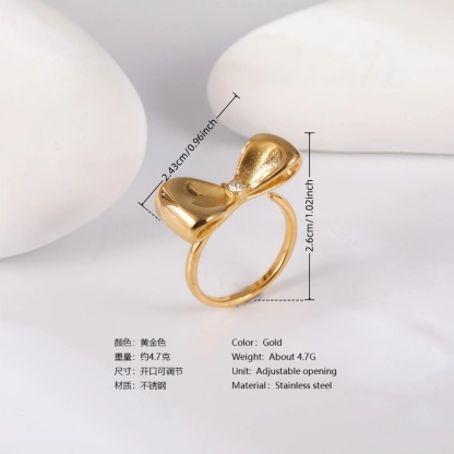 24K Gold PVD Stainless Steel Titanium Unique Collection Women's Ring-JinBaoJewerly