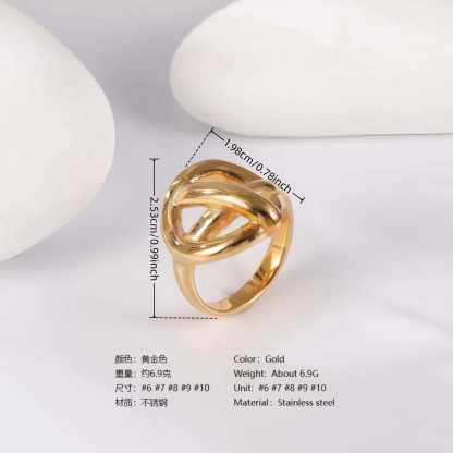 24K Gold PVD Stainless Steel Titanium Unique Collection Women's Ring-JinBaoJewerly