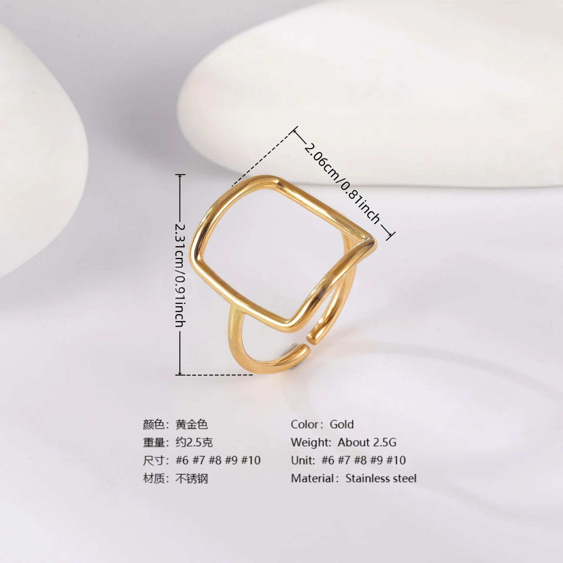 24K Gold PVD Stainless Steel Titanium Unique Collection Women's Ring-JinBaoJewerly